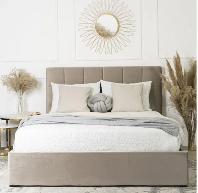 Ліжко двоспальне оксамитове MEBEL ELITE PANAMA Velvet 140x200 см Бежевий