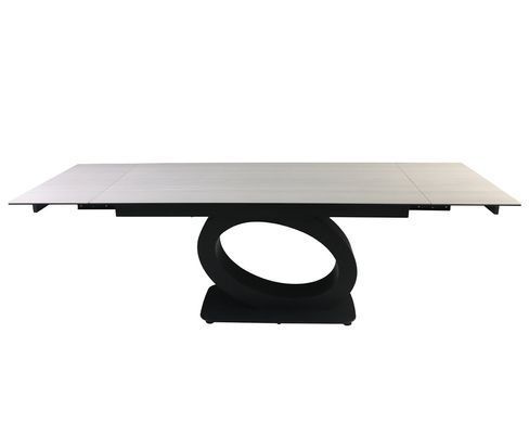 Стол INTARSIO OVIDIO CERAMIC 160(240)*90 белый дуб/черный каркас