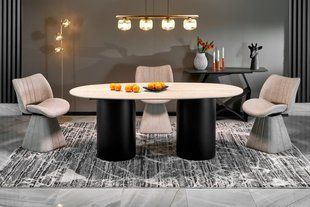 Стіл HALMAR JULIUS світлий травертин/чорний 200*100см