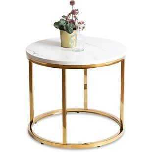 Журнальний стіл MEBEL ELITE CLIFF Marmur 53*53 см Білий