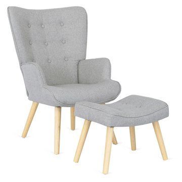 Кресло мягкое с подставкой MEBEL ELITE LOZANO 2 Серый