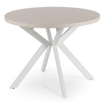 Стіл розкладний круглий MEBEL ELITE LUKAS 100-250х100 см Кашемір/Білий
