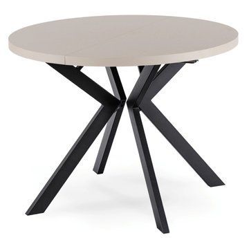 Стіл розкладний круглий MEBEL ELITE LUKAS 100-250х100 см Кашемір/Чорний