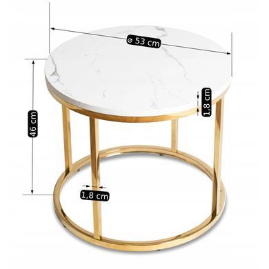 Журнальний стіл MEBEL ELITE CLIFF Marmur 53*53 см Білий