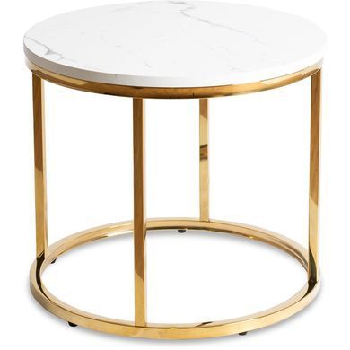 Журнальний стіл MEBEL ELITE CLIFF Marmur 53*53 см Білий