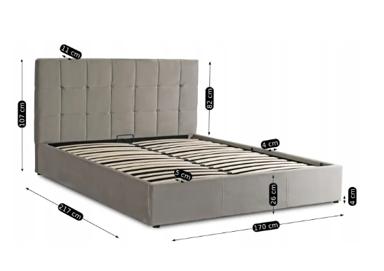 Кровать двуспальная бархатная MEBEL ELITE PANAMA Velvet 160x200 см Серый