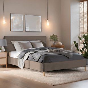 Ліжко MEBEL ELITE NICEA Welur 160x200 см Бежевий