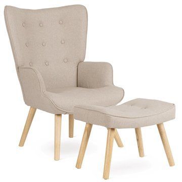 Кресло мягкое с подставкой MEBEL ELITE LOZANO 2 Бежевый
