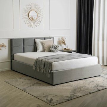 Кровать MEBEL ELITE MANDA Welur 140x200 см Серый