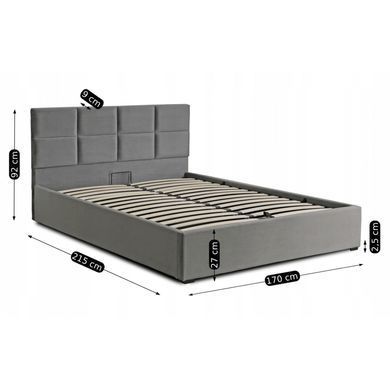 Кровать MEBEL ELITE MANDA Welur 140x200 см Серый