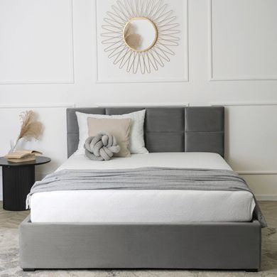 Кровать MEBEL ELITE MANDA Welur 140x200 см Серый