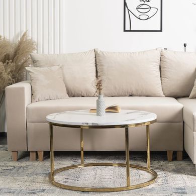 Журнальный стол MEBEL ELITE CLIFF MAX 80*80 см Marmur Белый