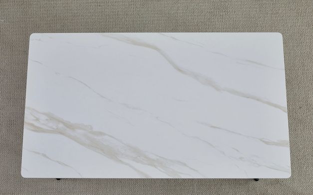Стіл INTARSIO KING CERAMIC 140*80 білий глянець/чорний мат каркас
