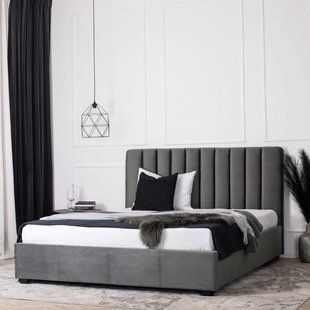 Ліжко MEBEL ELITE MARI Welur 140x200 см Сірий