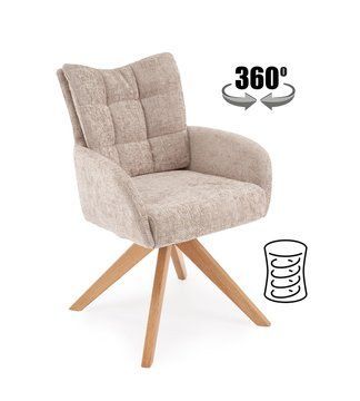 Крісло поворотне K540 WD натуральний дуб/бежевий, тканина HAGA 30