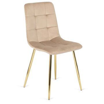 Стілець оксамитовий MEBEL ELITE YORK Velvet Кремовий / Золотий