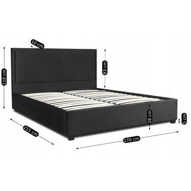 Кровать двуспальная MEBEL ELITE ANDRE 160x200 см Черный