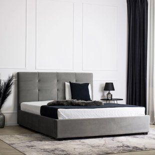Ліжко MEBEL ELITE TINGA Welur 140x200 см Сірий