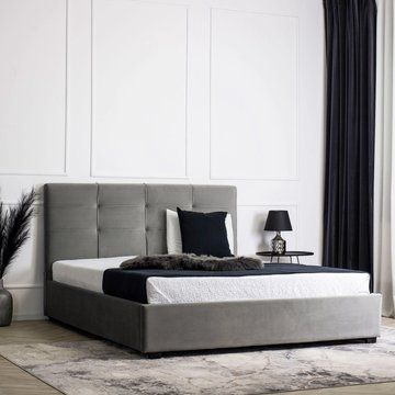 Кровать MEBEL ELITE TINGA Welur 140x200 см Серый