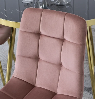 Стілець оксамитовий MEBEL ELITE YORK велюр Рожевий / Золотий