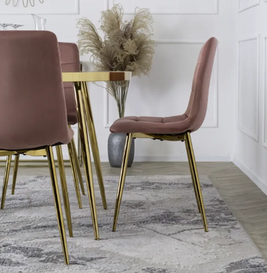 Стілець оксамитовий MEBEL ELITE YORK велюр Рожевий / Золотий