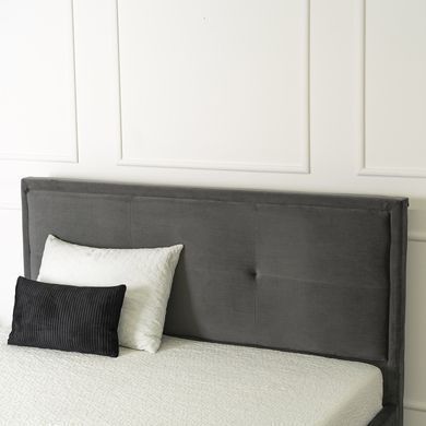 Двуспальная кровать бархатная MEBEL ELITE ANDRE Velvet 160x200 см серый