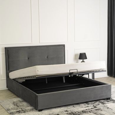 Двуспальная кровать бархатная MEBEL ELITE ANDRE Velvet 160x200 см серый