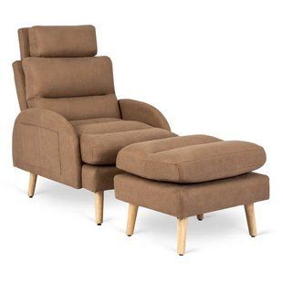 Крісло м'яке з підставкою для ніг MEBEL ELITE HENRY тканина: коричневий