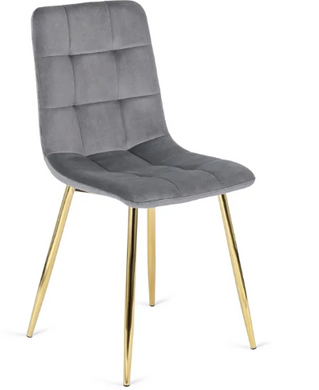 Стілець оксамитовий MEBEL ELITE YORK велюр Сірий / Золотий