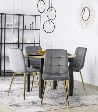 Стілець оксамитовий MEBEL ELITE YORK велюр Сірий / Золотий