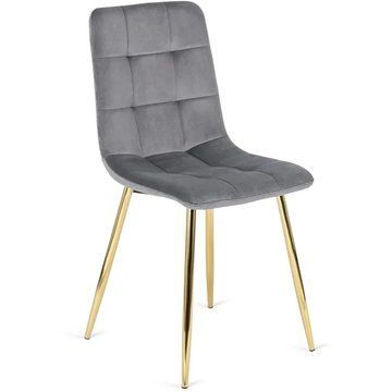 Стілець оксамитовий MEBEL ELITE YORK Velvet Сірий / Золотий