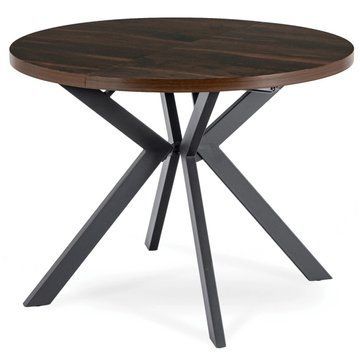 Стол раскладной круглый MEBEL ELITE LUKAS 100-250х100 см Орех/Черный