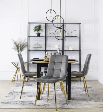 Стілець оксамитовий MEBEL ELITE YORK велюр Сірий / Золотий