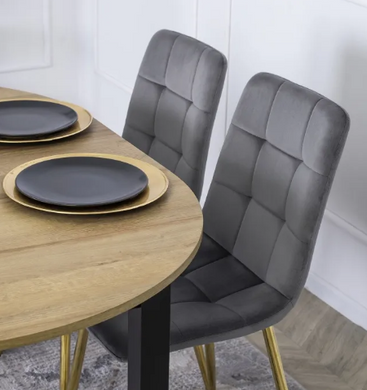 Стілець оксамитовий MEBEL ELITE YORK велюр Сірий / Золотий