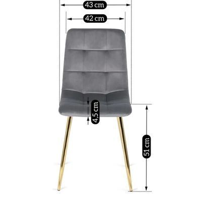 Стілець оксамитовий MEBEL ELITE YORK велюр Сірий / Золотий