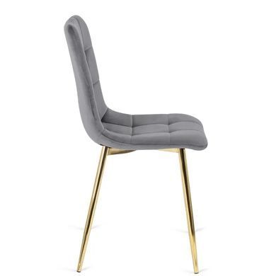 Стілець оксамитовий MEBEL ELITE YORK велюр Сірий / Золотий