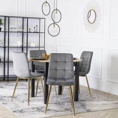 Стілець оксамитовий MEBEL ELITE YORK велюр Сірий / Золотий