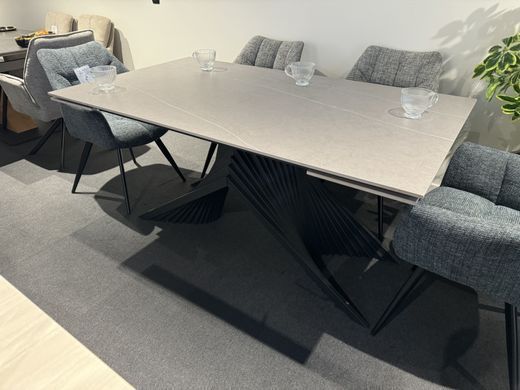Стол ROSARIO CERAMIC 160(220)*90 серый мат/черный каркас