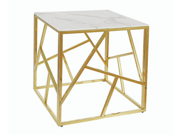 Журнальный столик Escada B II 55x55 см Белый Эффект Мрамора / Золото SIGNAL