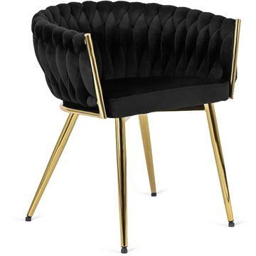 Стілець оксамитовий MEBEL ELITE CAPRI Velvet Чорний / Золотий