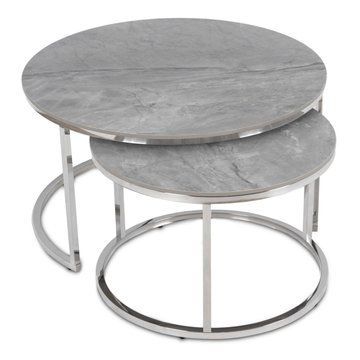 Комплект журнальных столов MEBEL ELITE MILANO Marmur 45,5/80 см + 40,5/60 см Серый