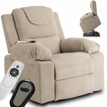 Кресло мягкое раскладное массажное с реклайнером MEBEL ELITE FENIX Velvet Бежевый