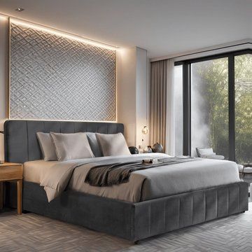 Кровать MEBEL ELITE CHRISTIAN Welur 160x200 см Серый