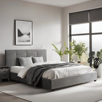 Кровать MEBEL ELITE TINGA Welur 160x200 см Серый