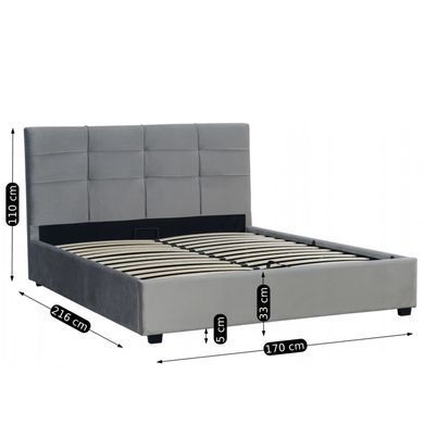 Ліжко MEBEL ELITE TINGA Welur 160x200 см Сірий