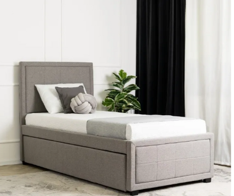 Ліжко односпальне оксамитове MEBEL ELITE ELIF Velvet 90x200 см з додатковим спальним місцем сірий