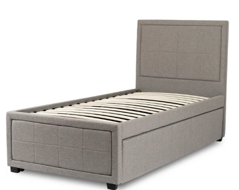 Ліжко односпальне оксамитове MEBEL ELITE ELIF Velvet 90x200 см з додатковим спальним місцем сірий
