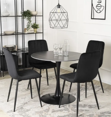 Стіл круглий з ефектом мармуру MEBEL ELITE SANDER 90 см Чорний