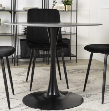 Стіл круглий з ефектом мармуру MEBEL ELITE SANDER 90 см Чорний