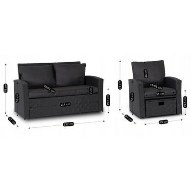 Комплект садових меблів MEBEL ELITE FLORYDA Темно-сірий